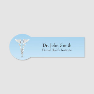 Porte-nom White Caduceus Dental Mirror Toothbrush Médicale