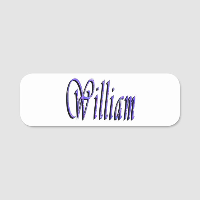 Porte-nom William Nom Dans Blue Sparkle, (Devant)
