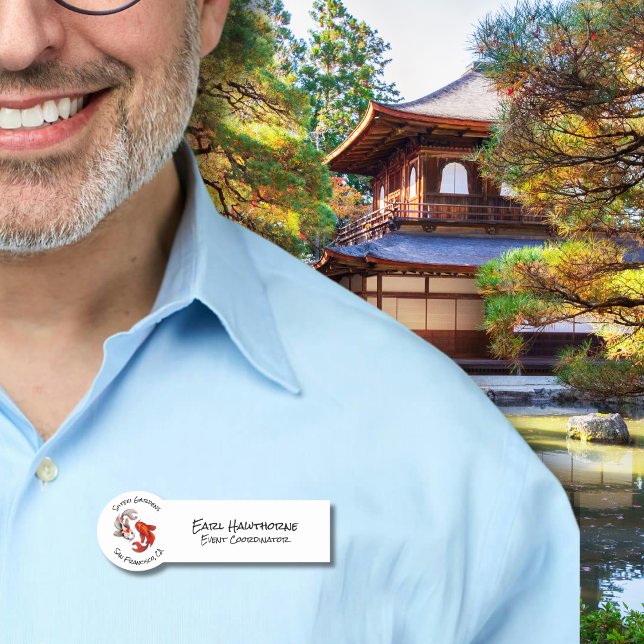 Porte-nom Yin Yang Koi Fish Business Logo Jardin Japonais (Créateur téléchargé)