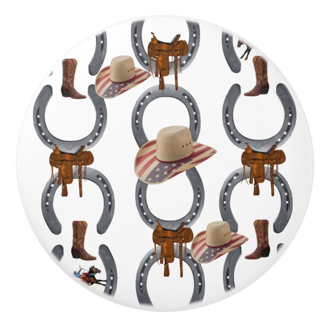 Porte Poignée Cheval Chapeau de Cow-boy (Devant)