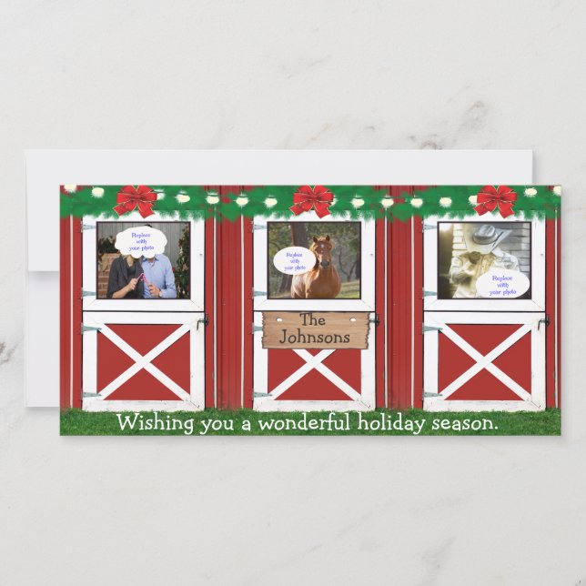 Porte rouge Carte photo personnalisé (3 portes) #2 (Devant)