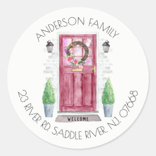 Porte rouge   Nouveau Sticker Étiquette de adresse
