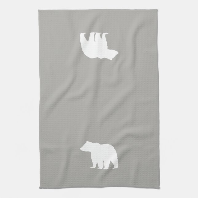 Porte Silhouette Gris et Blanc Serviette de cuisin (Vertical)