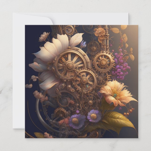 Porte Steampunk avec fleurs violettes (Devant)