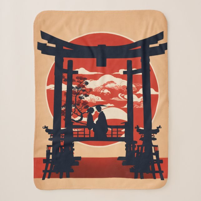 Porte Torii Japonaise Coucher de Soleil Plaid : Ro (Devant)