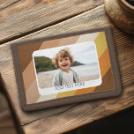 Portefeuille À 3 Volets 1 Collage photo - texte - Retro Stripes Couleurs c<br><div class="desc">Utilisez une photo de téléphone horizontale ou selfie pour créer un cadeau unique et personnel. Un endroit pour ajouter du texte dans une bordure d'angle blanche et arrondie. Si vous avez besoin d'ajuster les images,  cliquez sur l'outil personnaliser pour apporter des modifications.</div>