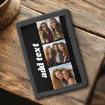 Portefeuille À 3 Volets 3 Photos tendance et Nom de Chunky - Noir<br><div class="desc">Utilisez 3 photos carrés pour créer un cadeau unique et personnel. Un simple arrière - plan noir avec trois photos et un nom. Si vous avez besoin d'ajuster les images,  cliquez sur l'outil personnaliser pour apporter des modifications.</div>