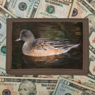 Portefeuille À 3 Volets American Wigeon sur Pond Wildlife Photo