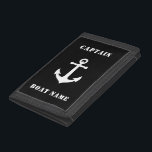 Portefeuille À 3 Volets Ancre nautique vintage et votre nom ou nom de bate<br><div class="desc">Ancre Nautique vintage Avec Votre Nom Personnalisé Ou Nom De Bateau Sur Ce Portefeuille Triplé En Nylon Durable. Choisissez la couleur de votre arrière - plan et de votre bordure pour correspondre à votre style. Le cadeau Parfait pour la fête des pères, l'anniversaire ou toute occasion. Faites également une excellente...</div>