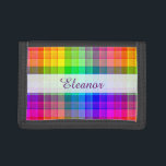 Portefeuille À 3 Volets Arc-en-ciel couleur | Ajouter Votre Nom<br><div class="desc">Ce motif plaid arc-en-ciel est lumineux et coloré,  avec un effet de texture légère. Il s'agit d'un motif à damiers vif et dynamique qui a l'air joli comme un arrière - plan pour votre nom ou d'un autre texte court.</div>