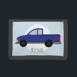 Portefeuille À 3 Volets Boys Blue Pickup Truck Cartographie Enfants<br><div class="desc">Ce joli porte-monnaie triplé pour enfants présente un dessin de camionnette bleu foncé,  et peut être customisé avec le nom de votre garçon. Parfait pour les amateurs de chevet,  de voiture ou de jeep pour un anniversaire spécial ! Consultez notre magasin pour trouver d'autres modèles mignons.</div>