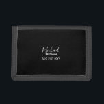 Portefeuille À 3 Volets BUDGET Bestman Groomsman DONS Classique Noir<br><div class="desc">Ajoutez vos lignes de texte à ce cadeau mariage moderne de fête de mariée. Le thème moderne noir et blanc. Convient à N'IMPORTE QUEL membre de votre parti marié,  père marié ou marié,  bestman etc.</div>