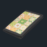 Portefeuille À 3 Volets Carreaux ornés en vert et jaune<br><div class="desc">Carrelage coloré dessiné à la main,  décoration florale,  carrelage orné</div>