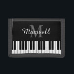 Portefeuille À 3 Volets Clés de piano noir et blanc monogramme personnalis<br><div class="desc">Clés de piano noir et blanc monogramme personnalisé Porte-feuille triplé. Idée cadeau de Noël ou d'anniversaire personnalisée pour piano, pianiste, professeur de musique, instructeur, étudiants, musicien, enfants, garçon, fille, fils, fille, etc. Disponible en différentes couleurs comme le rouge noir ou le bleu. Conception classique du clavier avec nom monogrammé initial....</div>