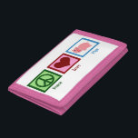 Portefeuille À 3 Volets Cochons d'amour de paix<br><div class="desc">Un signe de paix,  un coeur et un joli piggy rose pour un cadeau animal de ferme mignon. J'adore les cochons.</div>