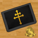 Portefeuille À 3 Volets Croix de Lorraine d'or sur Noir / Christian<br><div class="desc">Porte-monnaie : Croix de Lorraine d'or sur noir</div>
