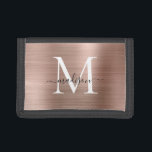 Portefeuille À 3 Volets Élégant Rose Gold Brossé Monogramme de métal<br><div class="desc">Élégant Rose Gold brossé Monogramme de métal triplé Portefeuille</div>