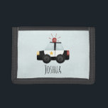 Portefeuille À 3 Volets Garçons Cute Blue Police Agent Voiture et nom<br><div class="desc">Ce porte-monnaie de police pour enfants mignon et moderne comporte une voiture d'agent de police d'urgence avec une sirène,  et un endroit pour vous pour ajouter le nom de votre enfant. Parfait pour tout enfant rêvant d'être policier !</div>