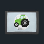 Portefeuille À 3 Volets Garçons Joli tracteur de ferme verte avec nom Enfa<br><div class="desc">Ce design cool et mignon présente un dessin animé sur le tracteur vert de la ferme et peut être personnalisé avec le nom de votre garçon. Parfait comme un jeune fermier ou le premier porte-monnaie d'un amateur de tracteur! Consultez notre magasin pour d'autres modèles uniques.</div>