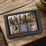 Portefeuille À 3 Volets Gris noir 5 photo Collage avec texte<br><div class="desc">Vous pouvez utiliser des photos carrés ou selfies pour cette conception. Utilisez cinq photos carrés pour créer un cadeau unique et personnel. Si vous avez besoin d'ajuster les images,  cliquez sur l'outil personnaliser pour apporter des modifications.</div>