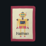 Portefeuille À 3 Volets Illustration de robots rétro pour enfants personna<br><div class="desc">Un robot-jouet de style rétro-Cool sur le porte-feuille triplé pour enfant personnalisé.</div>
