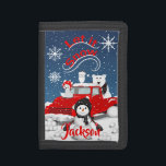 Portefeuille À 3 Volets Laisser neiger<br><div class="desc">This design feobjets the nostalgia of a vintage red truck with some Arctic animals and a snowman in a wintry scene.</div>
