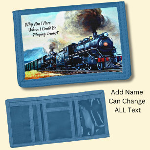 Portefeuille À 3 Volets Moteurs Locomotive à vapeur avec texte