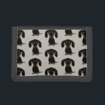 Portefeuille À 3 Volets Motif noir et bronzage aux cheveux courts mignon<br><div class="desc">Le portefeuille de l'amoureux des chiens de saucisse.</div>