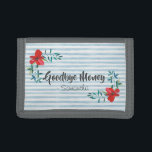 Portefeuille À 3 Volets Plutôt aquarelle Floral Funny Personnalisé<br><div class="desc">"Goodbye Money",  de jolies fleurs d'aquarelle et un portefeuille rayé.</div>