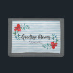 Portefeuille À 3 Volets Plutôt aquarelle Floral Funny Personnalisé<br><div class="desc">"Goodbye Money",  de jolies fleurs d'aquarelle et un portefeuille rayé.</div>