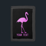 Portefeuille À 3 Volets Porte-monnaie personnalisé avec design d'oiseau fl<br><div class="desc">Porte-monnaie personnalisé avec design d'oiseau flamand rose néon. Porte-monnaie personnalisé pour enfants et adultes. Couleurs noires et roses.</div>