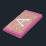 Portefeuille À 3 Volets Rose Rose Parties scintillant Or & Monogramme étin<br><div class="desc">Parties scintillant Rose Rose Gold Faux et Porte-monnaie en nylon élégant étincelant. Ce Portefeuille de Nylon peut être customisé pour inclure votre nom initial et prénom.</div>