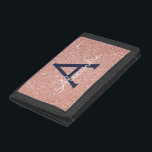 Portefeuille À 3 Volets Rose Rose Rose Gold Marine Parties scintillant ble<br><div class="desc">Rose Rose Gold et Marine Blue Faux Parties scintillant et Sparkle Elegant Portefeuille en Nylon. Ce Portefeuille de Nylon peut être customisé pour inclure votre nom initial et prénom.</div>