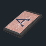 Portefeuille À 3 Volets Rose Rose Rose Gold Marine Parties scintillant ble<br><div class="desc">Rose Rose Gold et Marine Blue Faux Parties scintillant et Sparkle Elegant Portefeuille en Nylon. Ce Portefeuille de Nylon peut être customisé pour inclure votre nom initial et prénom.</div>
