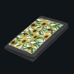 Portefeuille À 3 Volets Rudbekia jaune sur blanc<br><div class="desc">Motif vectoriel peint à la main avec fleurs roudbekia jaunes</div>