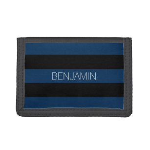 Portefeuille À 3 Volets Rugby bleu marine et noir avec nom personnalisé