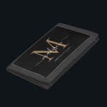 Portefeuille À 3 Volets Stylish Black Gold Monogram Girly Chic Script Nom<br><div class="desc">Élégant Noir Monogramme Girly Chic Script Nom Tripli Wallet</div>