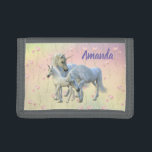 Portefeuille À 3 Volets Unicorn Rainbow Floral Personnalisé<br><div class="desc">This design may be personalized in the area provided by changing the Phoand/or text. Or it can be customized by choosing the click to customize further option and delete or change the color of the background, add text, change the text color style, or delete the text for an image only...</div>