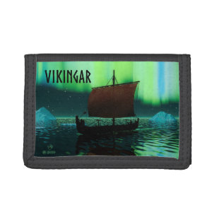 Portefeuille À 3 Volets Viking Navire Et Lumières Du Nord