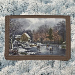 Portefeuille À 3 Volets Vintage Christmas, Early Winter Skaters on Pond<br><div class="desc">Vintage illustration Merry Christmas holiday image originally published by Ives titled Early Winter. This design features people ice skating on a frozen pond in the forest in winter. There is a building on the other side of the lake and snow on the ground.</div>