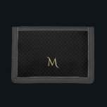 Portefeuille de Motif de monogramme triplé de nylo<br><div class="desc">Monogramme de motif noir cool personnalisé, personnalisé et moderne, durable, classique, porte-monnaie en nylon tri-plié, avec poche de billet, deux poches de carte de crédit et fenêtre de carte d'identité. Tapez simplement dans votre initial / monogramme, pour customiser. Fait une grande coutume, cadeau personnalisé pour anniversaire, mariage, anniversaire, fête des...</div>