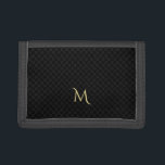 Portefeuille de Motif de monogramme triplé de nylo<br><div class="desc">Monogramme de motif noir cool personnalisé, personnalisé et moderne, durable, classique, porte-monnaie en nylon tri-plié, avec poche de billet, deux poches de carte de crédit et fenêtre de carte d'identité. Tapez simplement dans votre initial / monogramme, pour customiser. Fait une grande coutume, cadeau personnalisé pour anniversaire, mariage, anniversaire, fête des...</div>