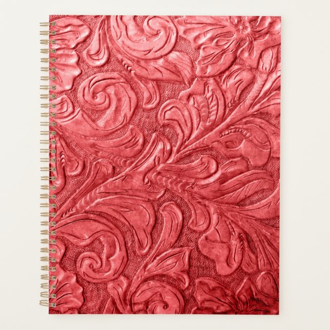 Portefeuille en cuir Texture Rouge Embossé (Devant)