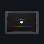 Portefeuille fait sur commande orienté de<br><div class="desc">Un portefeuille élégant de monogramme avec une rayure d'arc-en-ciel de fierté de lgbt.</div>