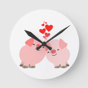 Portes de caricature mignonnes en Love Mur Horloge