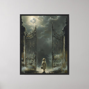 Portes hantées sous la lune-gothique toile MurArt
