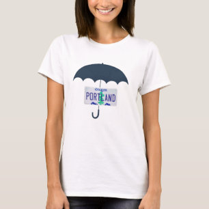 Portland Blue Umbrella Oregon License Plate TShirt