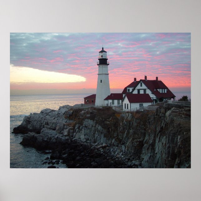 Portland Headlight Sunrise Maine Grand Poster (Devant)