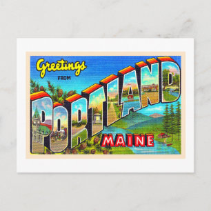 Portland Maine ME Vintage Grande Lettre Carte post
