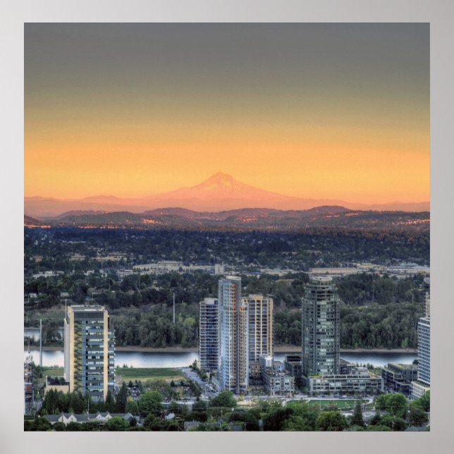 Portland Oregon Mount Hood South Waterfront Poster (Devant)